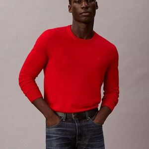 Calvin Klein Extrafine Merino Blend Crewneck Sweater Red‎ Medium New With Tags